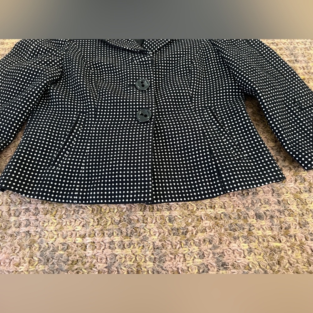 Ann Taylor Petite Blazer Women Polka Dot Size 10P Black/White Polyester Preowned - Picture 4 of 13